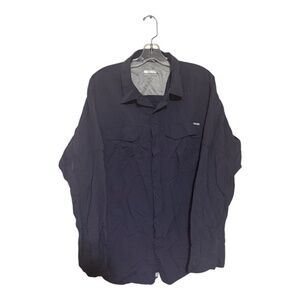Columbia Mens Long Sleeve Shirt  XL Titanium Blue Nylon Omni-Dry Button Up